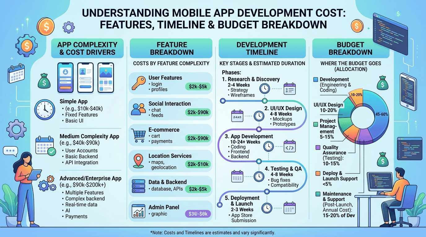 Mobile App Development Cost: Features, Timeline & Budget Breakdown